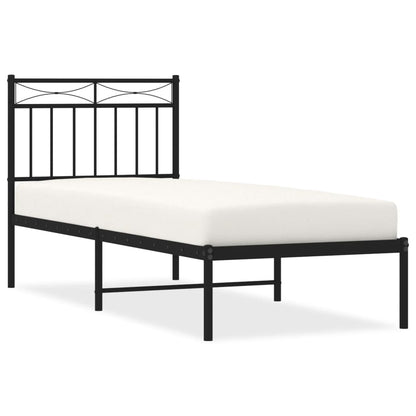 vidaXL Metal Bed Frame without Mattress with Headboard Black 80x200cm 2