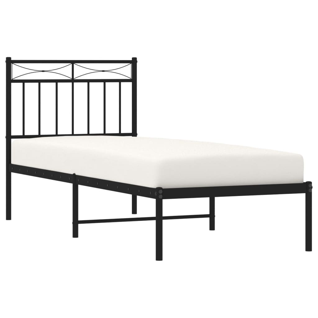 vidaXL Metal Bed Frame without Mattress with Headboard Black 80x200cm 3