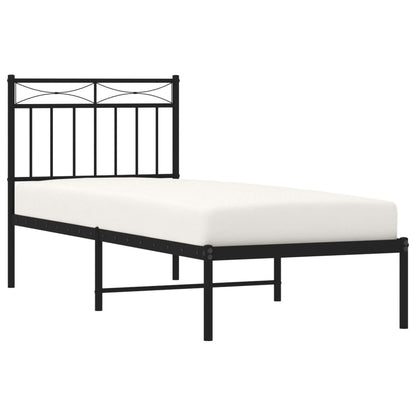 vidaXL Metal Bed Frame without Mattress with Headboard Black 80x200cm 3