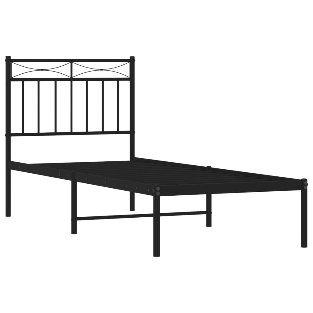vidaXL Metal Bed Frame without Mattress with Headboard Black 80x200cm 4
