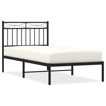 vidaXL Metal Bed Frame without Mattress with Headboard Black 90x190cm 2