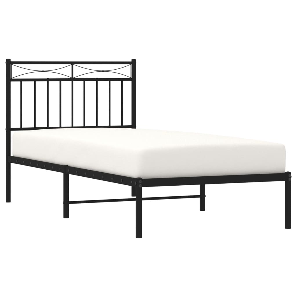 vidaXL Metal Bed Frame without Mattress with Headboard Black 90x190cm 3