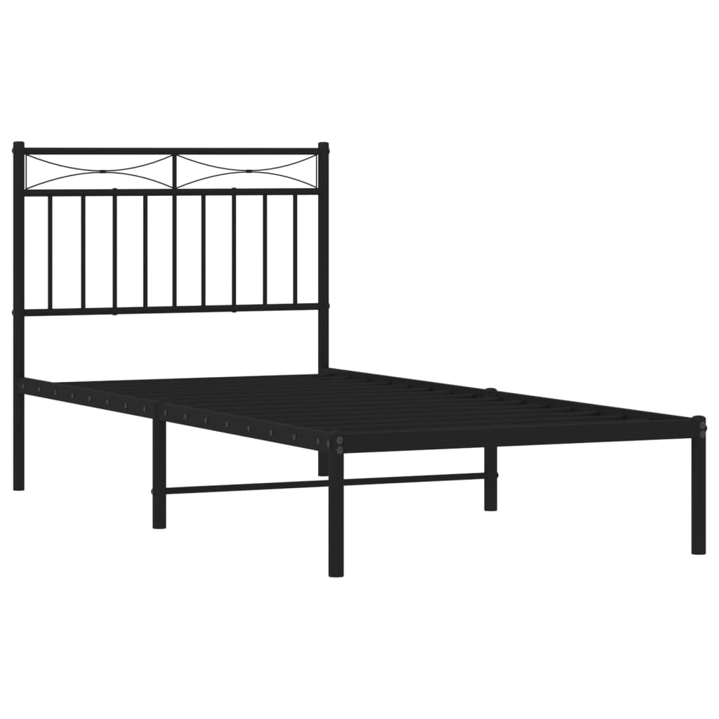vidaXL Metal Bed Frame without Mattress with Headboard Black 90x190cm 4