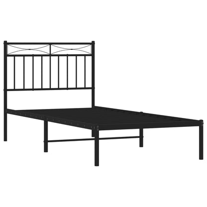 vidaXL Metal Bed Frame without Mattress with Headboard Black 90x190cm 4