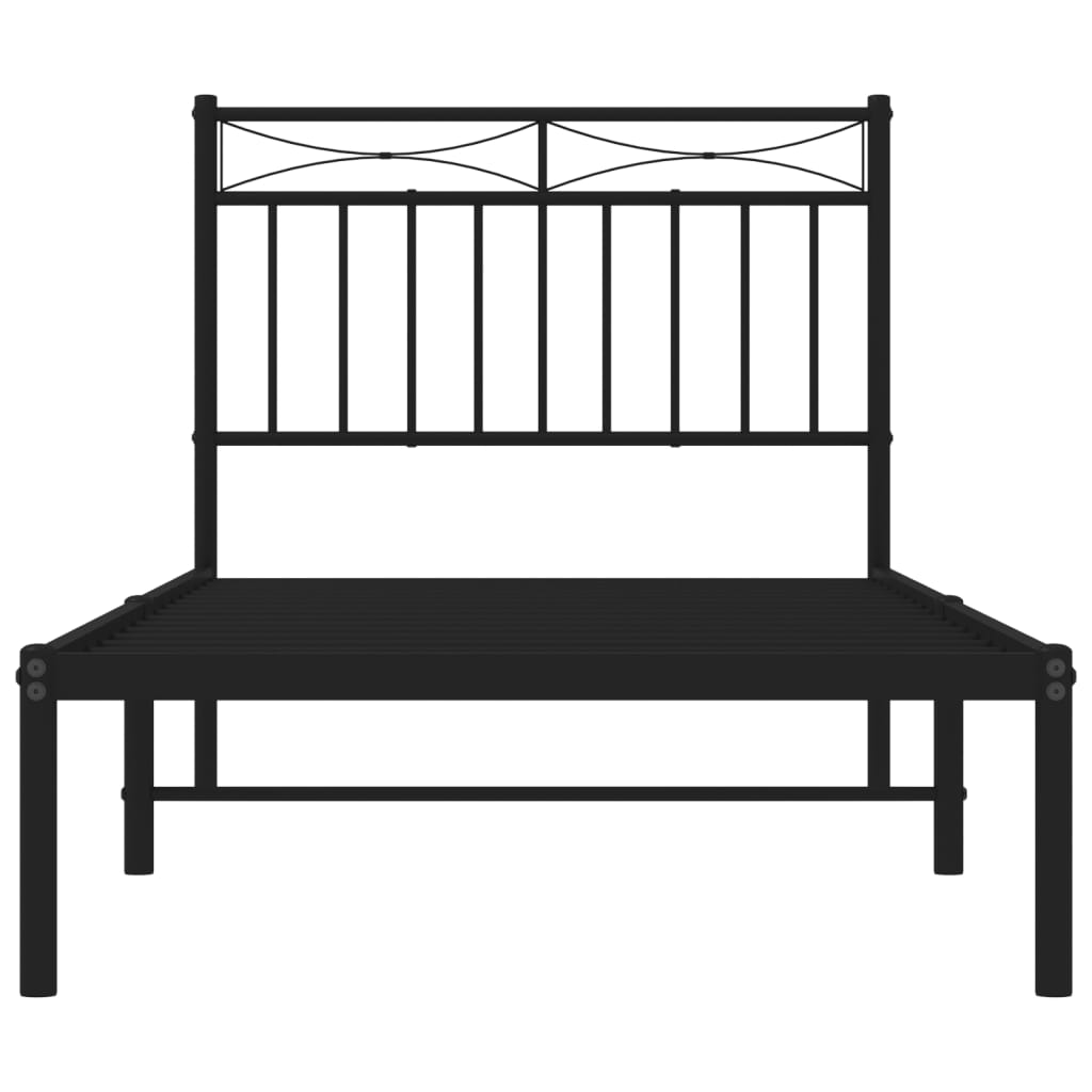 vidaXL Metal Bed Frame without Mattress with Headboard Black 90x190cm 5