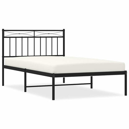 vidaXL Metal Bed Frame without Mattress with Headboard Black 100x200cm 2