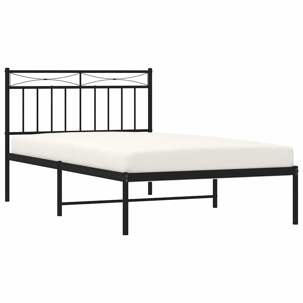 vidaXL Metal Bed Frame without Mattress with Headboard Black 100x200cm 4