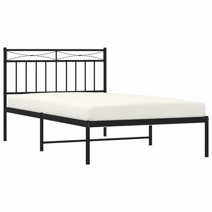 vidaXL Metal Bed Frame without Mattress with Headboard Black 100x200cm 4