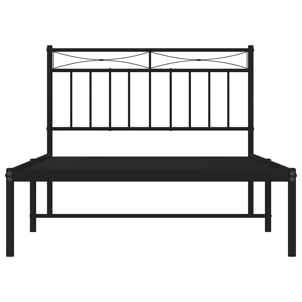vidaXL Metal Bed Frame without Mattress with Headboard Black 100x200cm 5