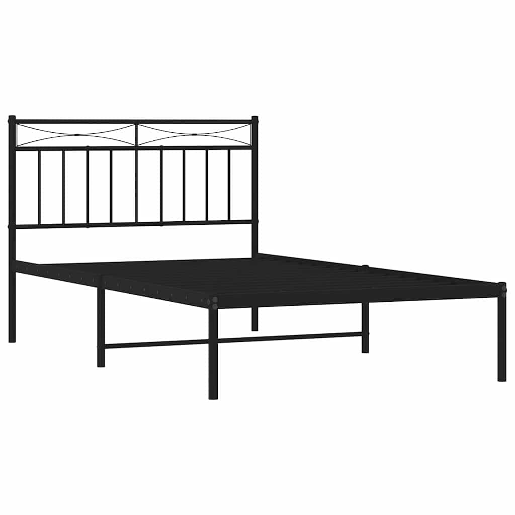 vidaXL Metal Bed Frame without Mattress with Headboard Black 100x200cm 6