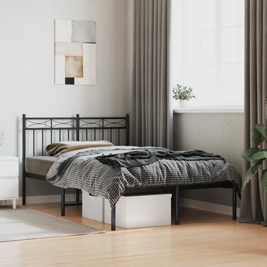 vidaXL Metal Bed Frame without Mattress With headboard Black