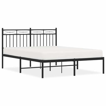 vidaXL Metal Bed Frame without Mattress with Headboard Black 135x190cm 2