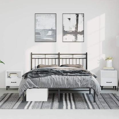 vidaXL Metal Bed Frame without Mattress with Headboard Black 135x190cm 3