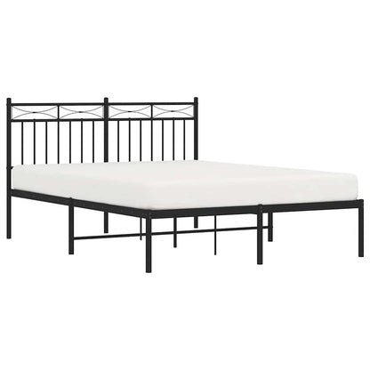 vidaXL Metal Bed Frame without Mattress with Headboard Black 135x190cm 4