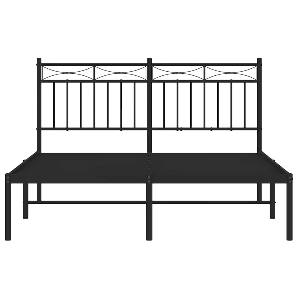 vidaXL Metal Bed Frame without Mattress with Headboard Black 135x190cm 6