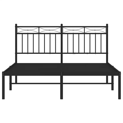 vidaXL Metal Bed Frame without Mattress with Headboard Black 135x190cm 6