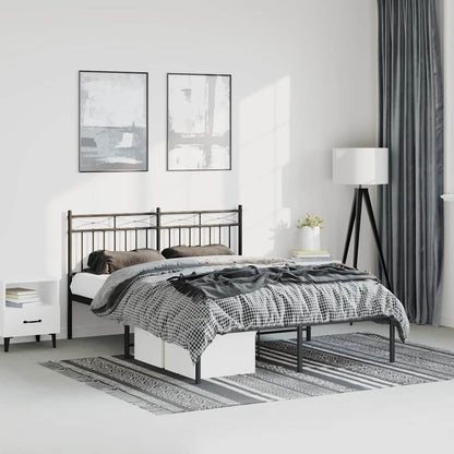 vidaXL Metal Bed Frame without Mattress with Headboard Black 135x190cm 1