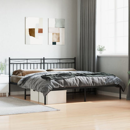 vidaXL Metal Bed Frame without Mattress With headboard Black