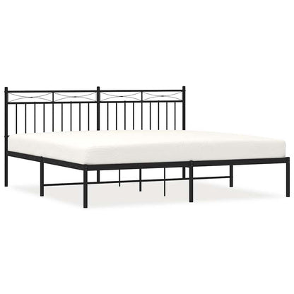 vidaXL Metal Bed Frame without Mattress with Headboard Black 183x213cm 2