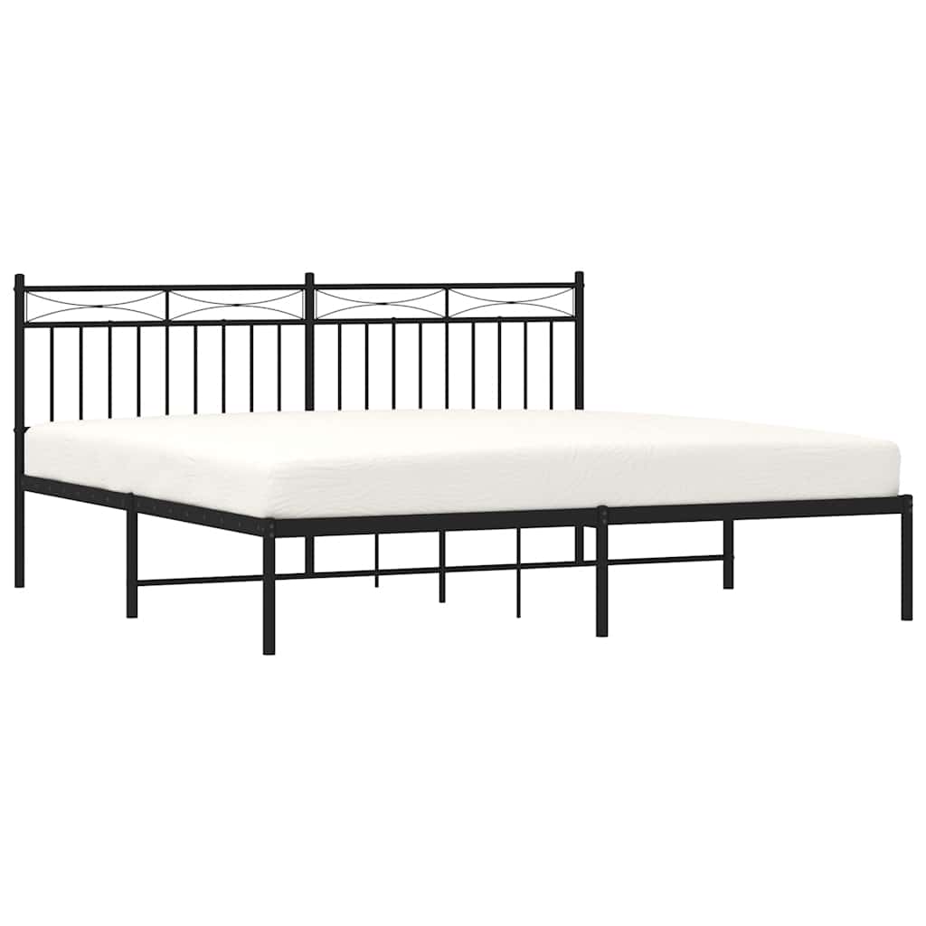 vidaXL Metal Bed Frame without Mattress with Headboard Black 183x213cm 4