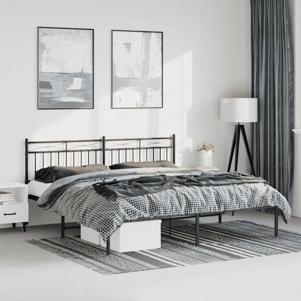 vidaXL Metal Bed Frame without Mattress with Headboard Black 183x213cm 1