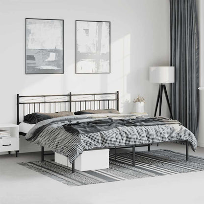 vidaXL Metal Bed Frame without Mattress with Headboard Black 183x213cm 1
