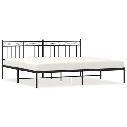 vidaXL Metal Bed Frame without Mattress with Headboard Black 193x203cm 2