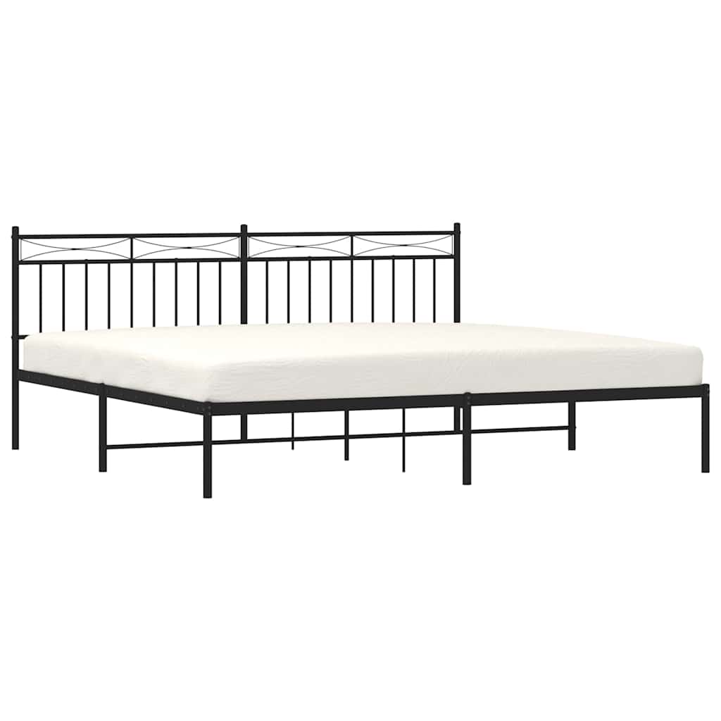 vidaXL Metal Bed Frame without Mattress with Headboard Black 193x203cm 4