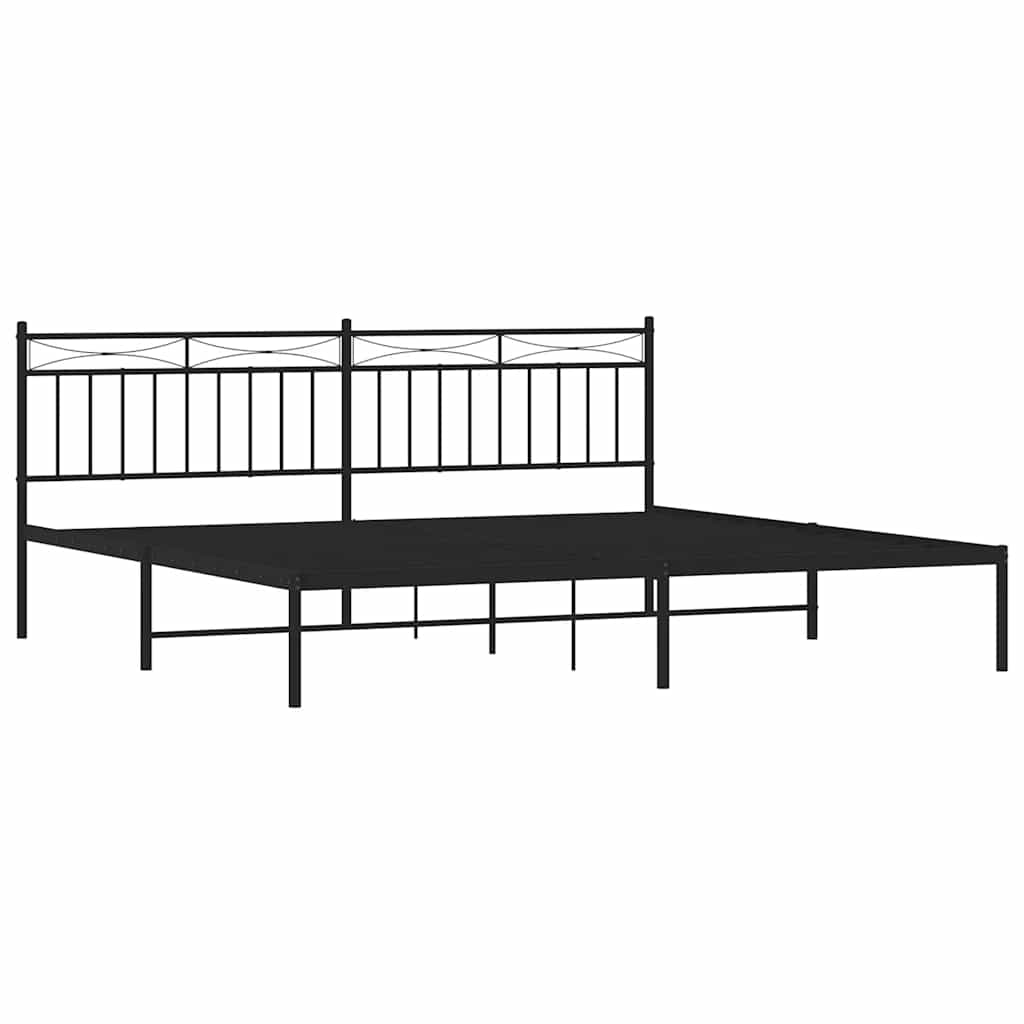 vidaXL Metal Bed Frame without Mattress with Headboard Black 193x203cm 5