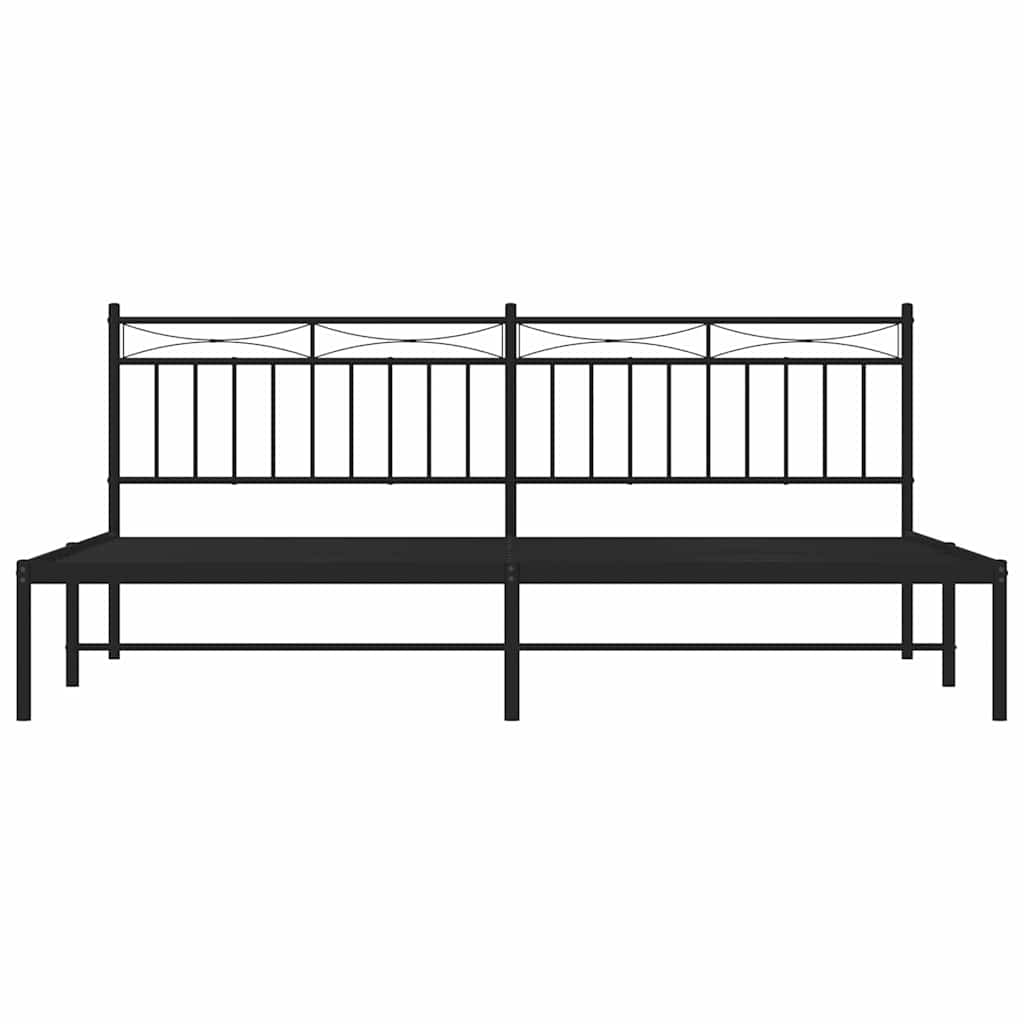 vidaXL Metal Bed Frame without Mattress with Headboard Black 193x203cm 6