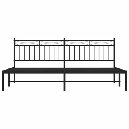 vidaXL Metal Bed Frame without Mattress with Headboard Black 193x203cm 6