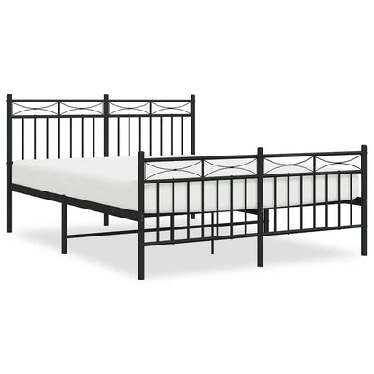 vidaXL Metal Bed Frame without Mattress with Footboard Black 135x190cm 2