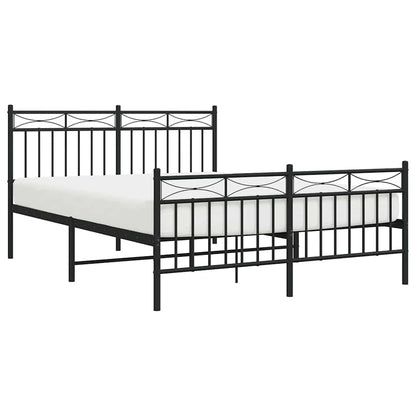 vidaXL Metal Bed Frame without Mattress with Footboard Black 135x190cm 4
