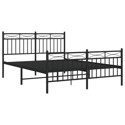 vidaXL Metal Bed Frame without Mattress with Footboard Black 135x190cm 5