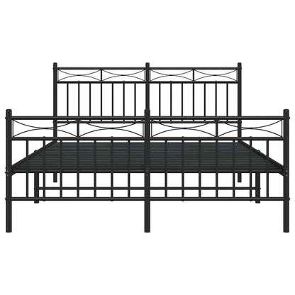 vidaXL Metal Bed Frame without Mattress with Footboard Black 135x190cm 6