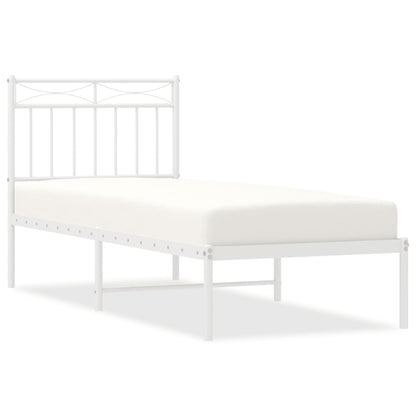 vidaXL Metal Bed Frame without Mattress with Headboard White 75x190cm 2