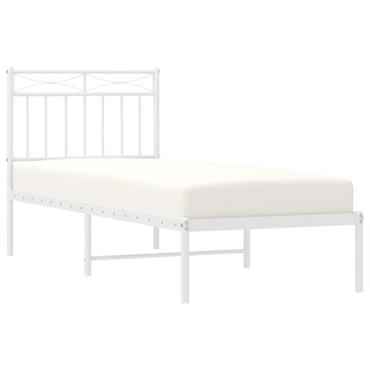 vidaXL Metal Bed Frame without Mattress with Headboard White 75x190cm 3