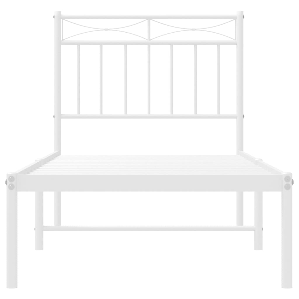 vidaXL Metal Bed Frame without Mattress with Headboard White 75x190cm 5