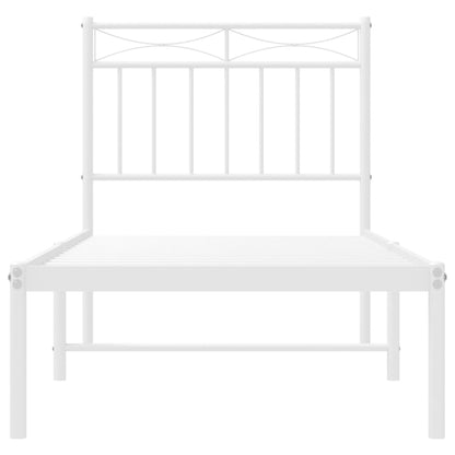 vidaXL Metal Bed Frame without Mattress with Headboard White 75x190cm 5