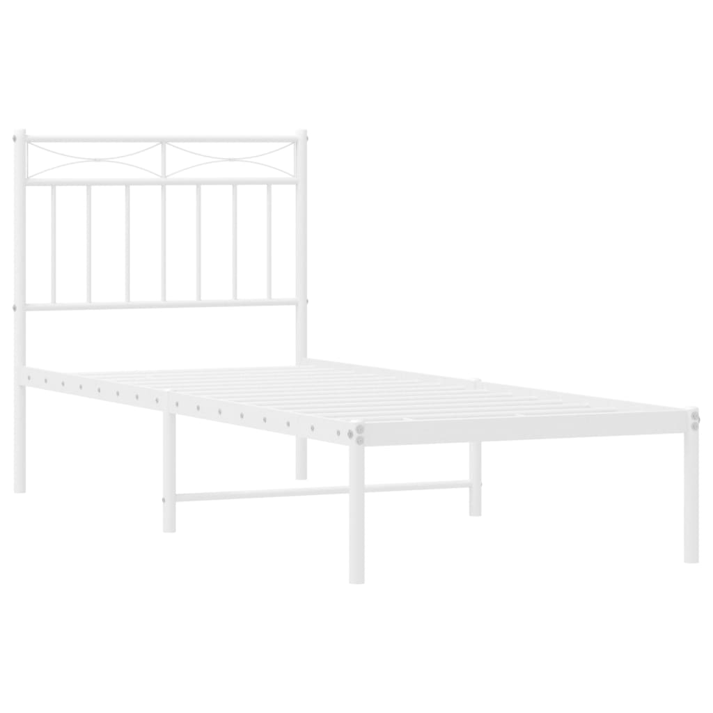 vidaXL Metal Bed Frame without Mattress with Headboard White 80x200cm 4