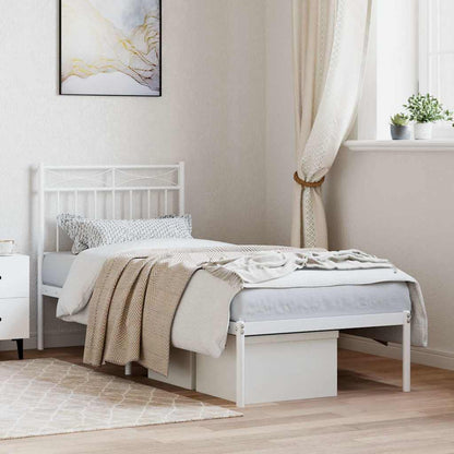 vidaXL Metal Bed Frame without Mattress with Headboard White 80x200cm 1