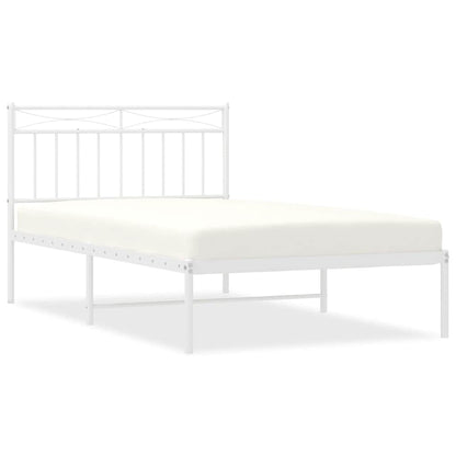 vidaXL Metal Bed Frame without Mattress with Headboard White 100x200cm 2