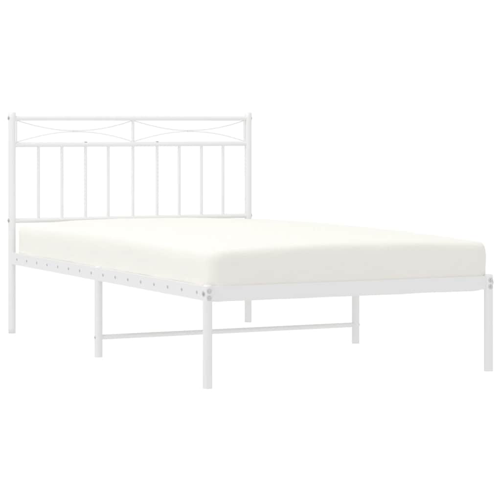 vidaXL Metal Bed Frame without Mattress with Headboard White 100x200cm 4
