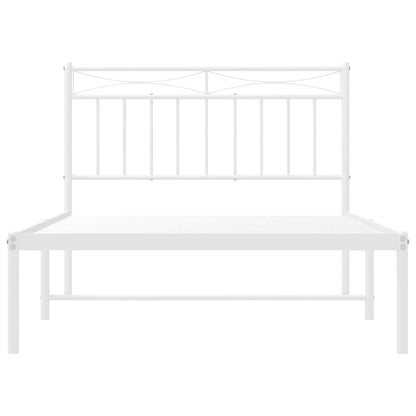 vidaXL Metal Bed Frame without Mattress with Headboard White 100x200cm 6