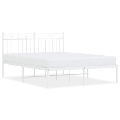 vidaXL Metal Bed Frame without Mattress with Headboard White 135x190cm 2