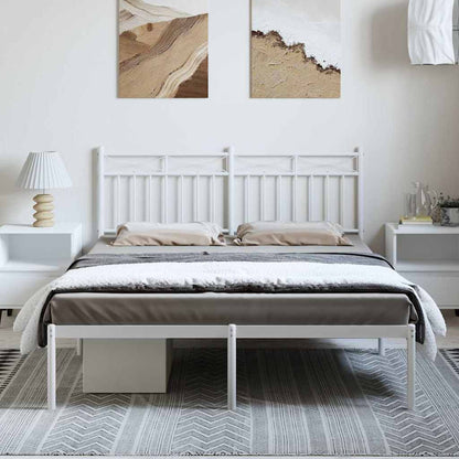 vidaXL Metal Bed Frame without Mattress with Headboard White 135x190cm 3