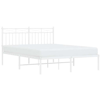 vidaXL Metal Bed Frame without Mattress with Headboard White 135x190cm 4