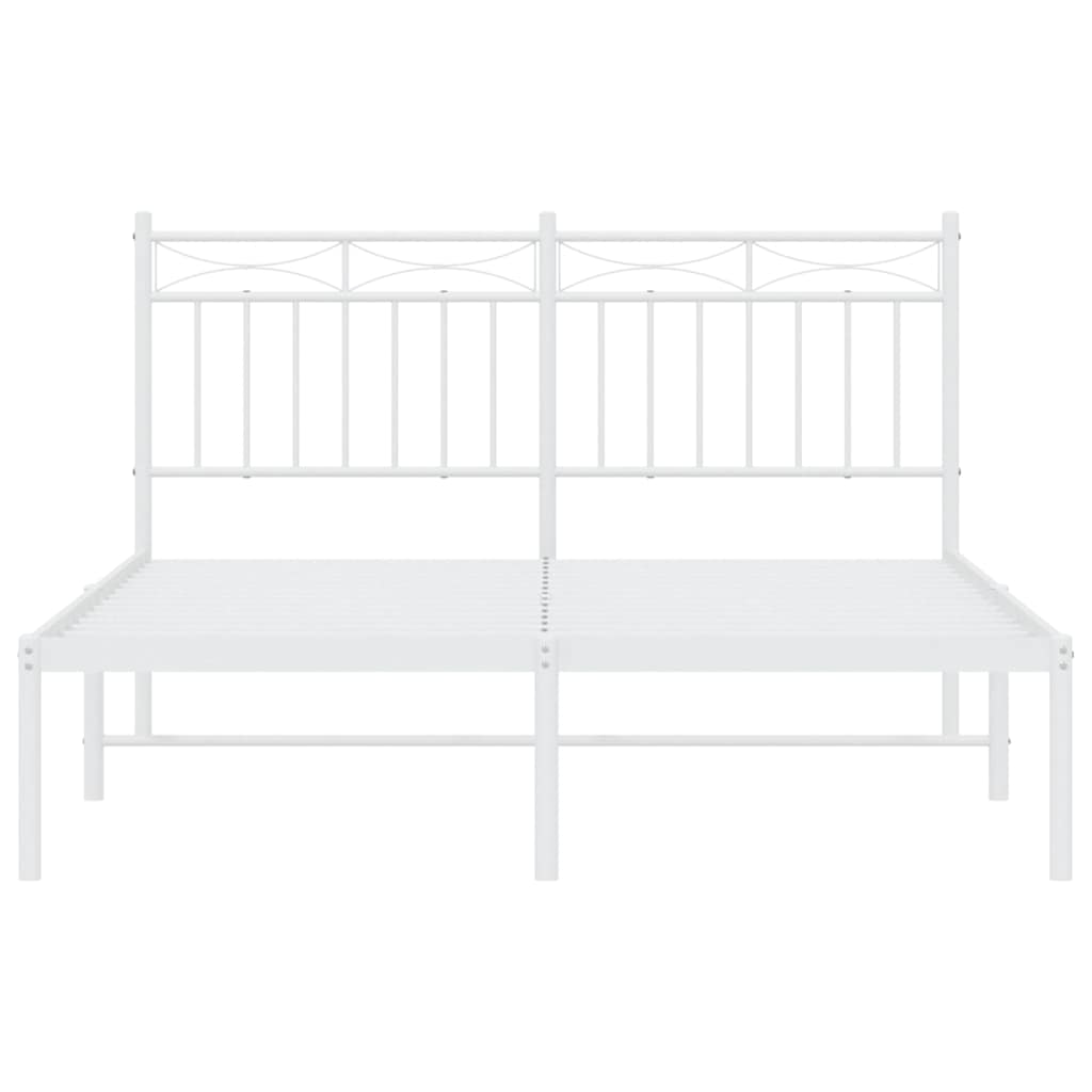 vidaXL Metal Bed Frame without Mattress with Headboard White 135x190cm 6