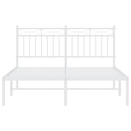 vidaXL Metal Bed Frame without Mattress with Headboard White 135x190cm 6