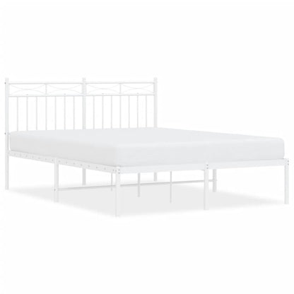 vidaXL Metal Bed Frame without Mattress with Headboard White 140x200cm 2